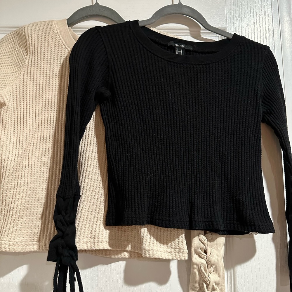 CLOSET LIQUIDATION Two Forever 21 Waffle Crop Tops